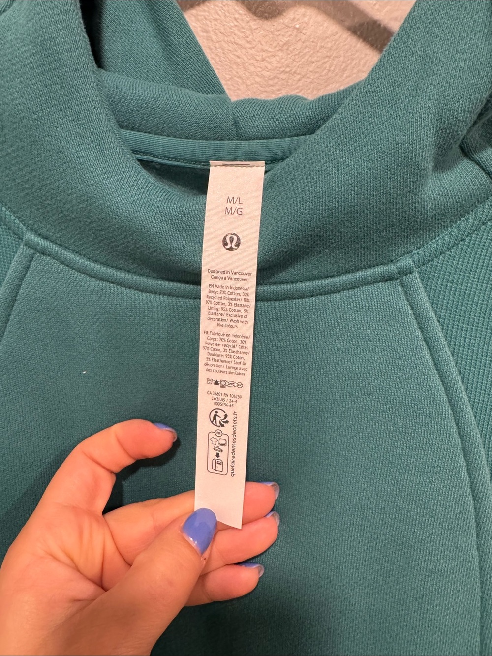 NWT Lululemon Scuba Oversized Side-Slit Hoodie in Teal Lagoon Size M/L - Picture 2 of 8